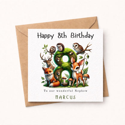 Personalised Birthday Card, Woodland Animals