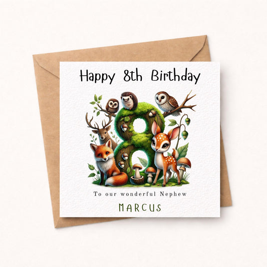 Personalised Birthday Card, Woodland Animals