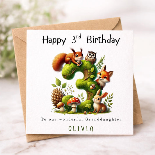 Personalised Birthday Card, Woodland Animals