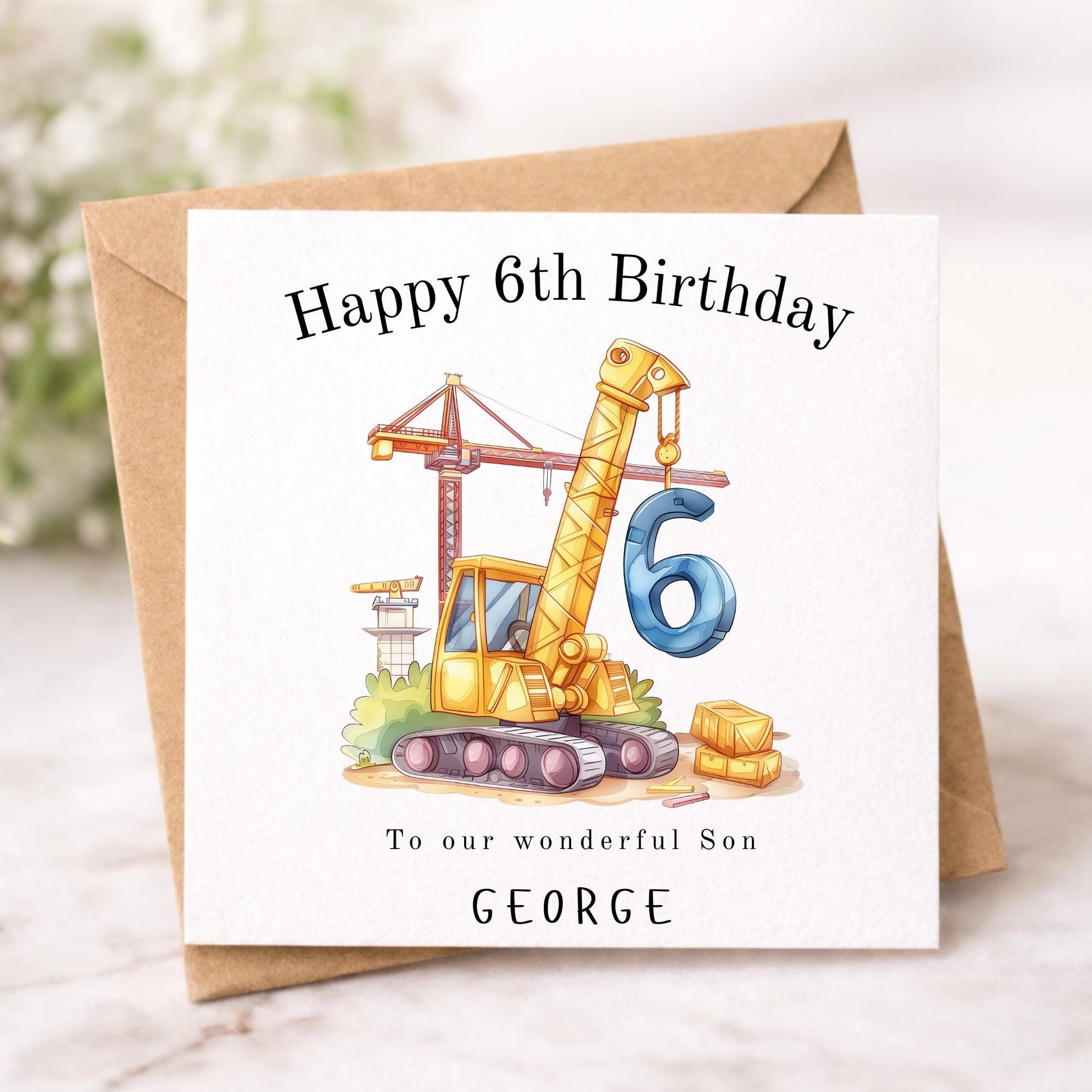 Personalised Construction Digger Birthday Card