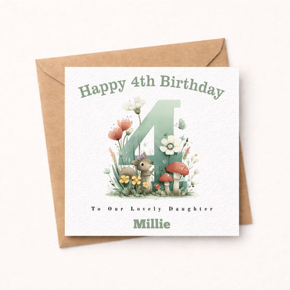Personalised Any Age Woodland Birthday Card