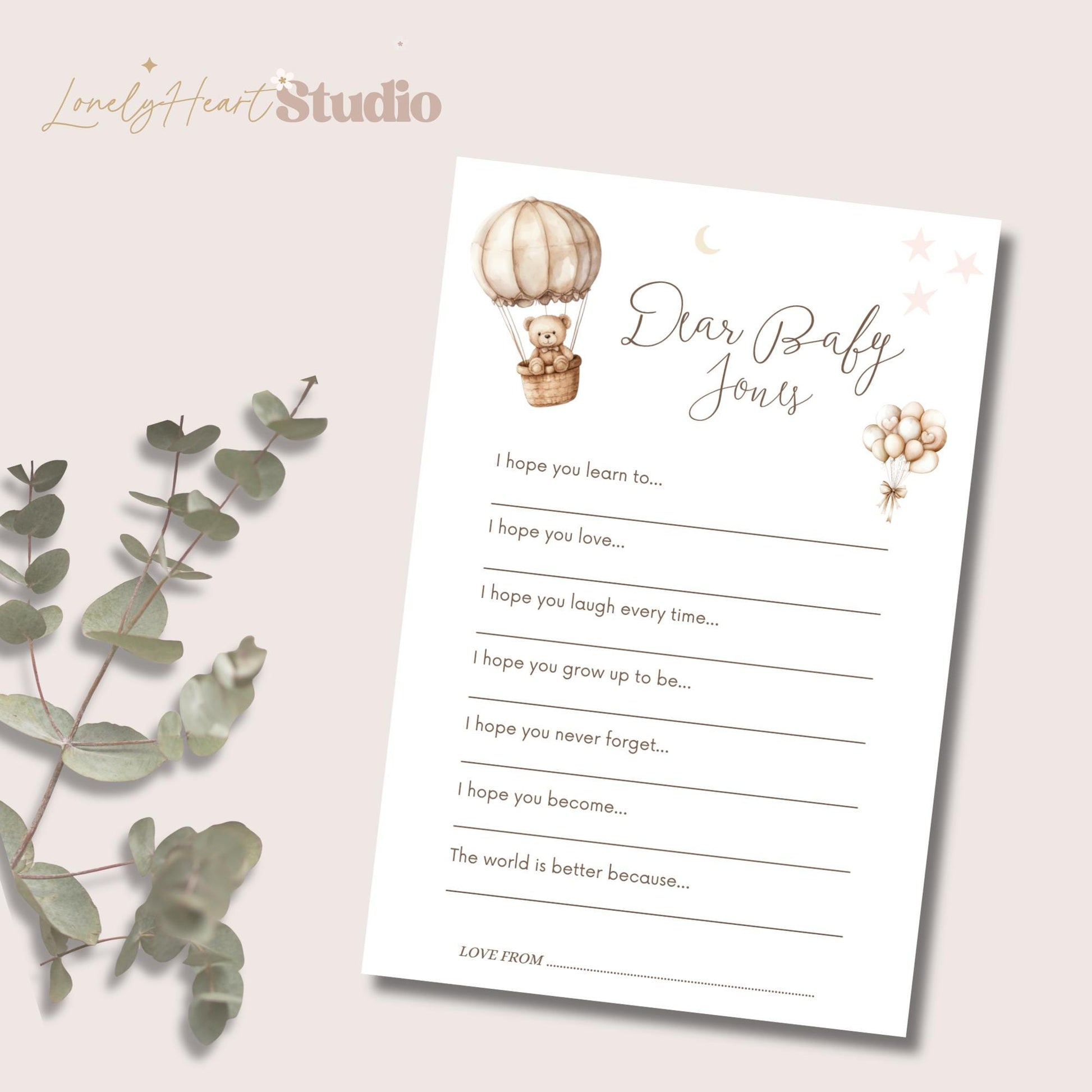 Personalised Baby Shower, uplifting hope message cards – a delightful baby shower game