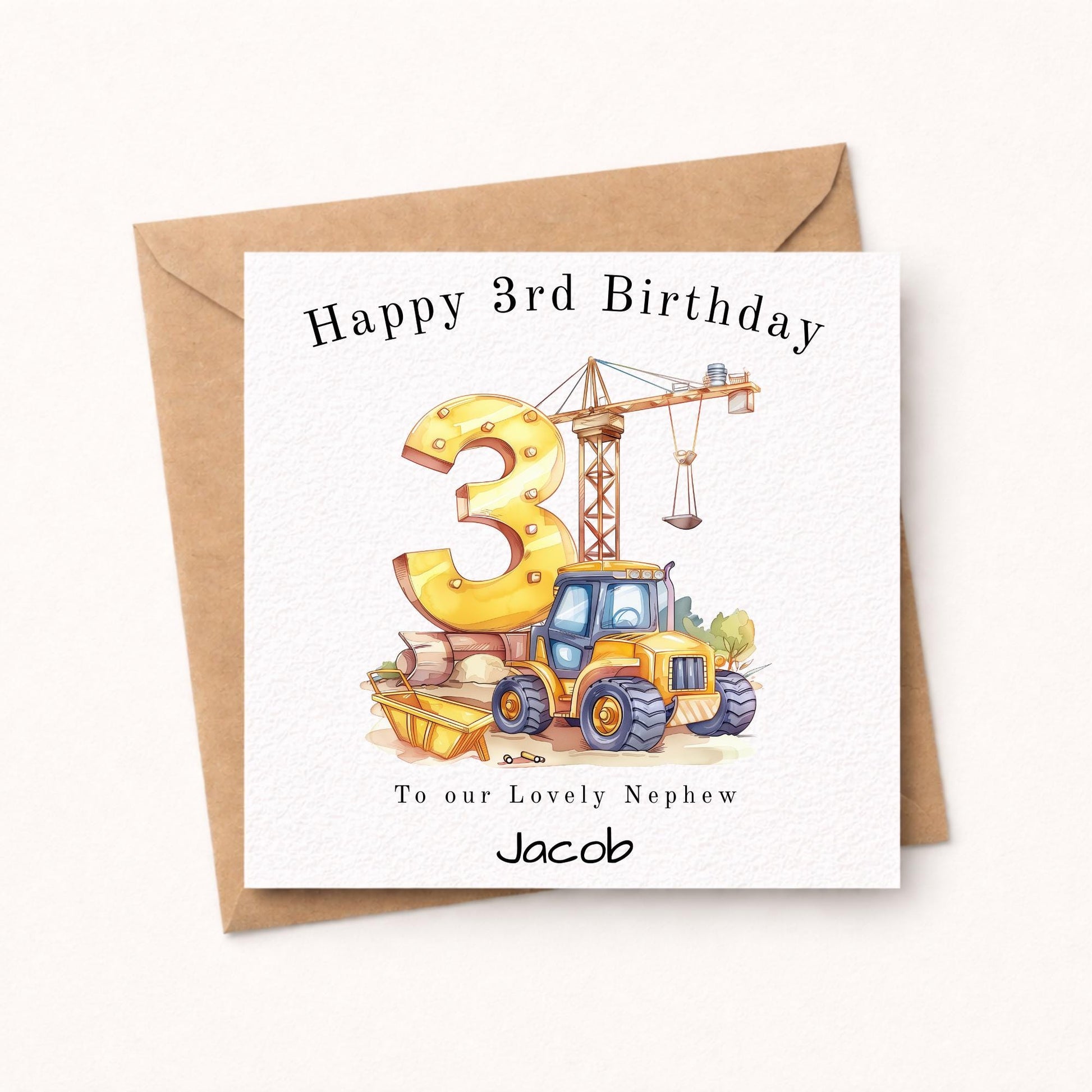 Personalised Construction Digger Birthday Card