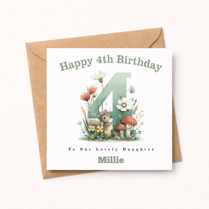 Personalised Any Age Woodland Birthday Card