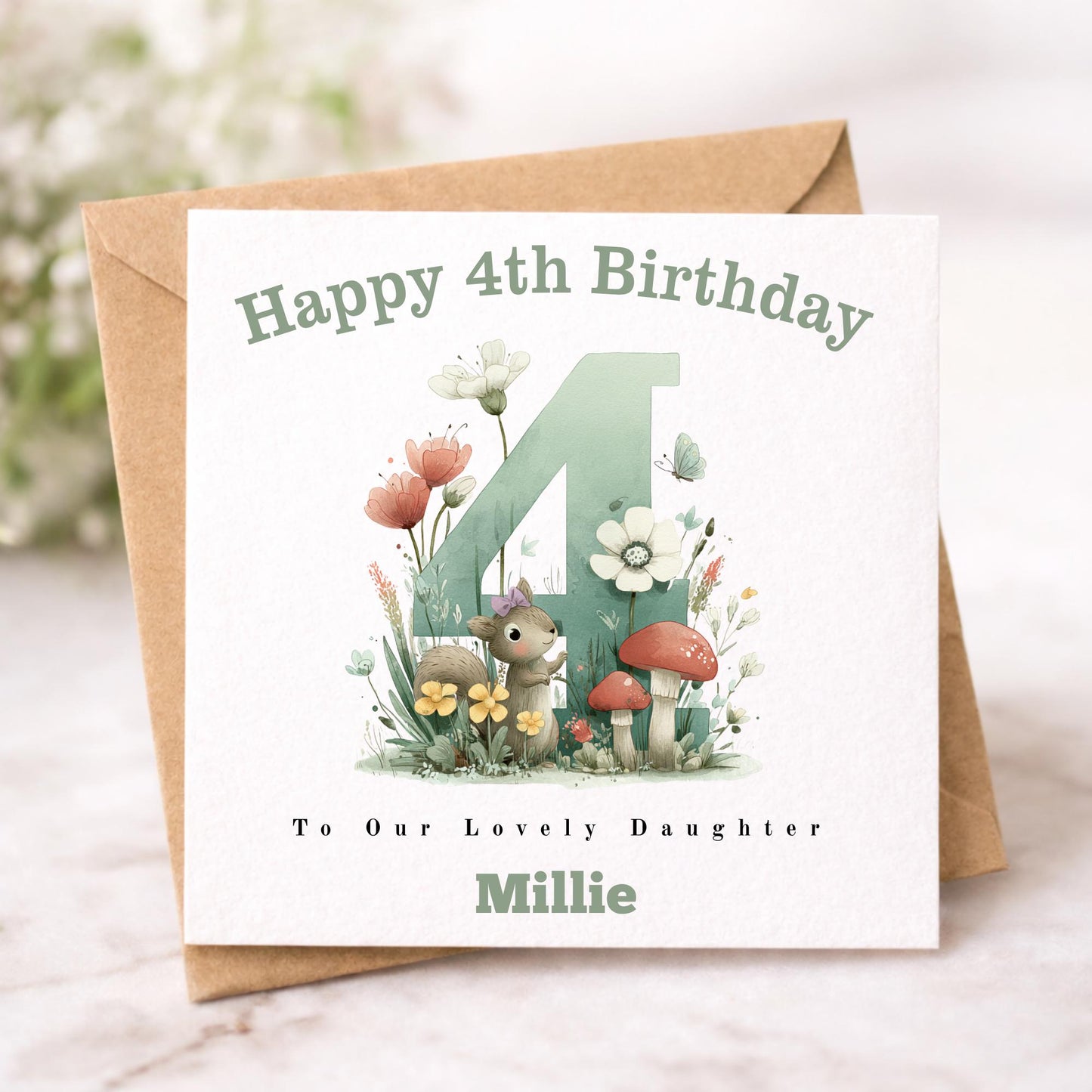 Personalised Any Age Woodland Birthday Card