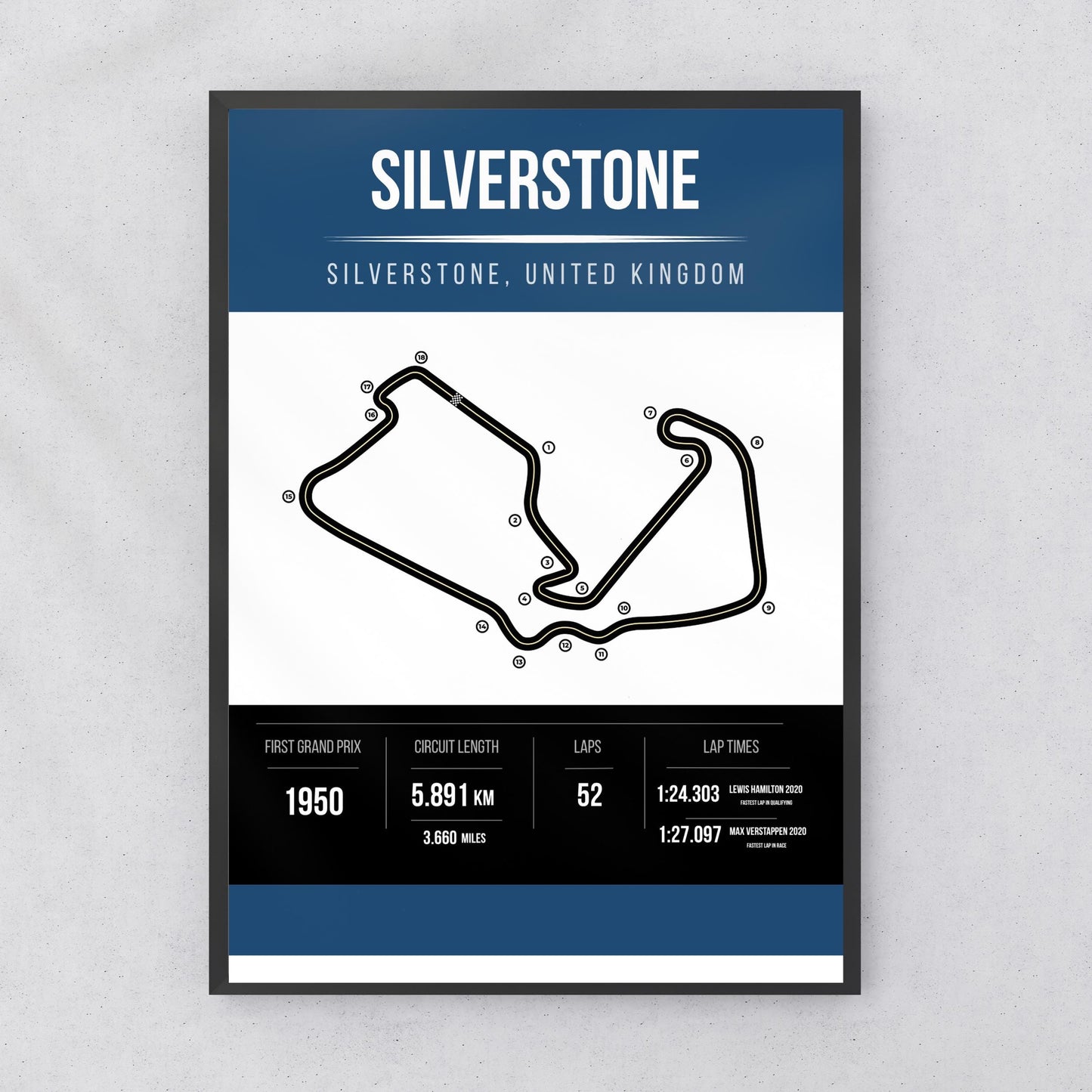 Silverstone Circuit Track Map Print