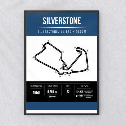 Silverstone Circuit Track Map Print
