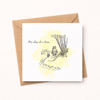 Winnie-the-Pooh Sympathy Card – One Step at a Time – Thinking of You Card – Gentle Loss Card – Pooh & Piglet Card – Bere