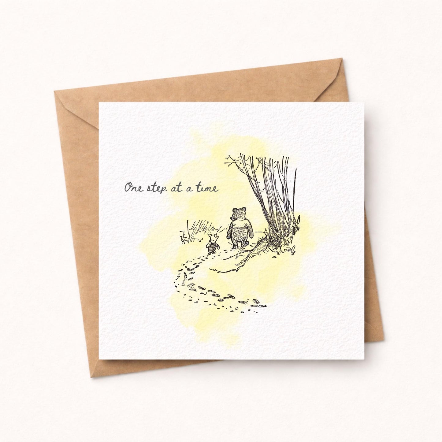 Winnie-the-Pooh Sympathy Card – One Step at a Time – Thinking of You Card – Gentle Loss Card – Pooh & Piglet Card – Bere