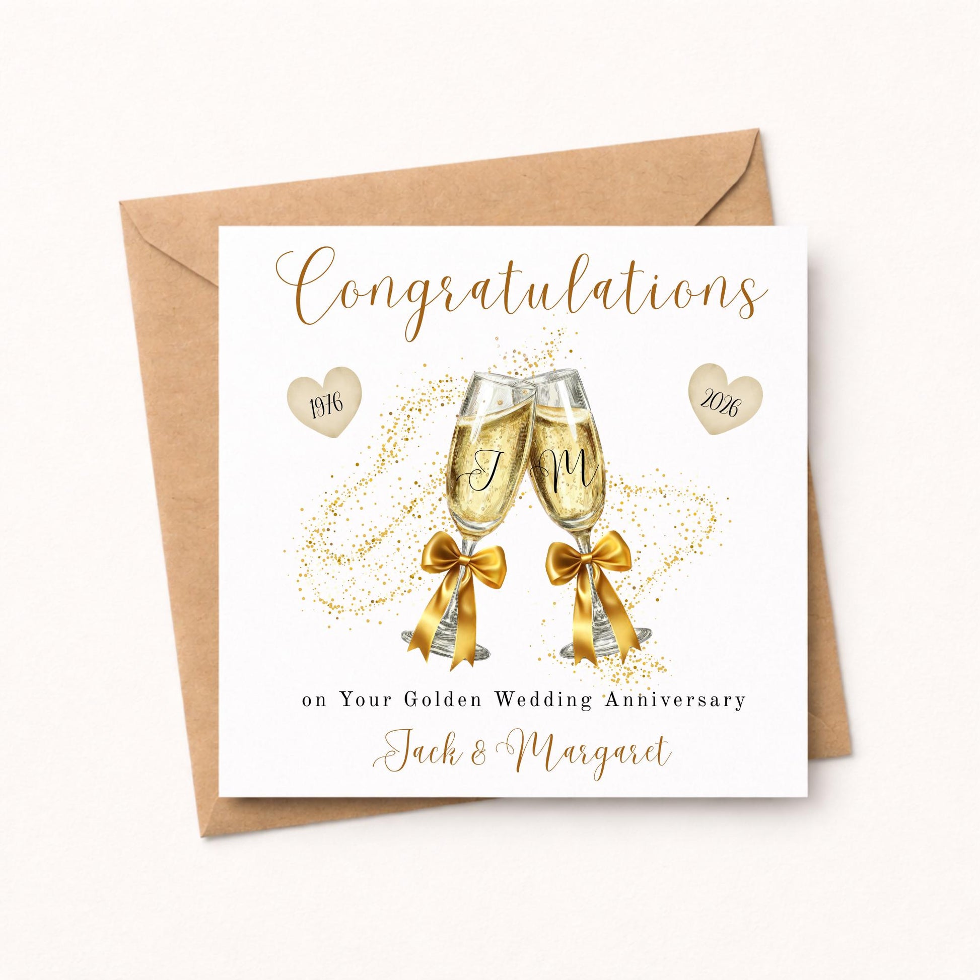 50th Wedding Anniversary Card – Personalised Golden anniversary celebration card