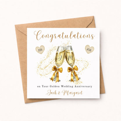 50th Wedding Anniversary Card – Personalised Golden anniversary celebration card