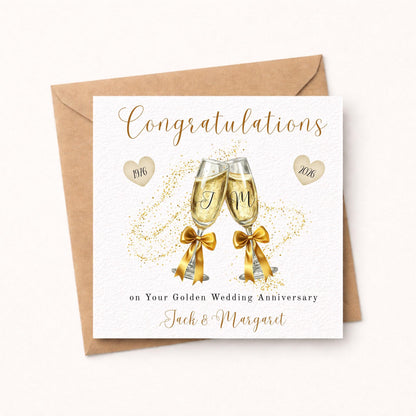 50th Wedding Anniversary Card – Personalised Golden anniversary celebration card