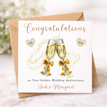 50th Wedding Anniversary Card – Personalised Golden anniversary celebration card