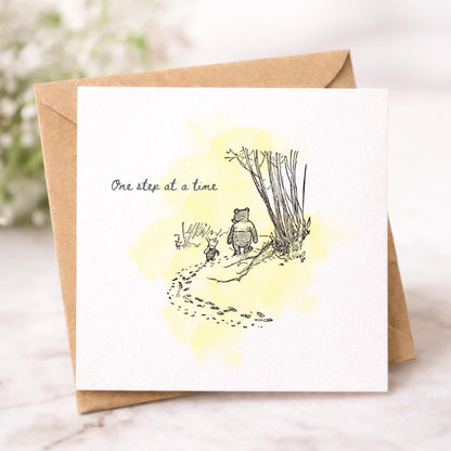 Winnie-the-Pooh Sympathy Card – One Step at a Time – Thinking of You Card – Gentle Loss Card – Pooh & Piglet Card – Bere