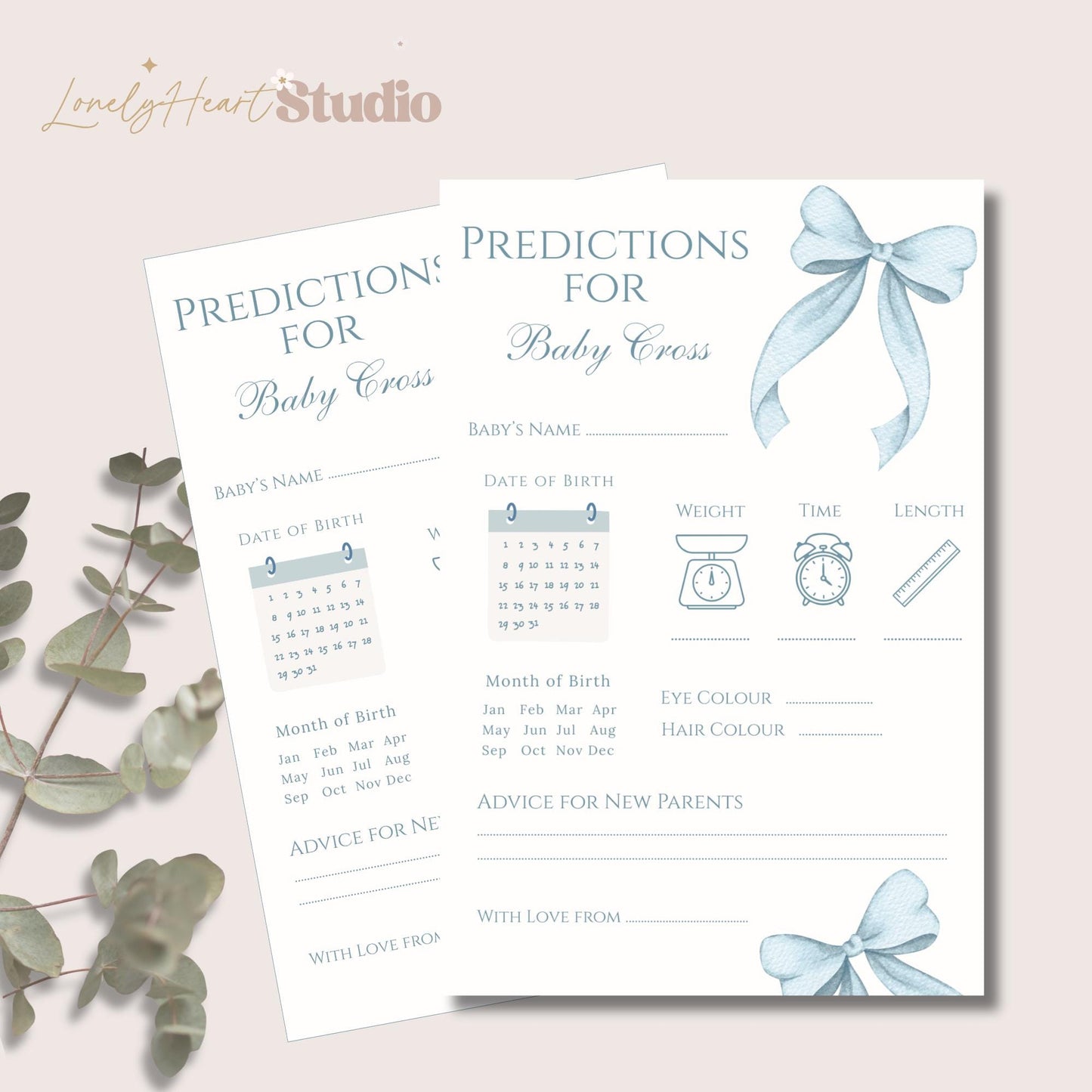 Personalised Baby Shower Prediction game