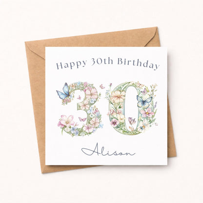 Personalised 30th Birthday Card for Her