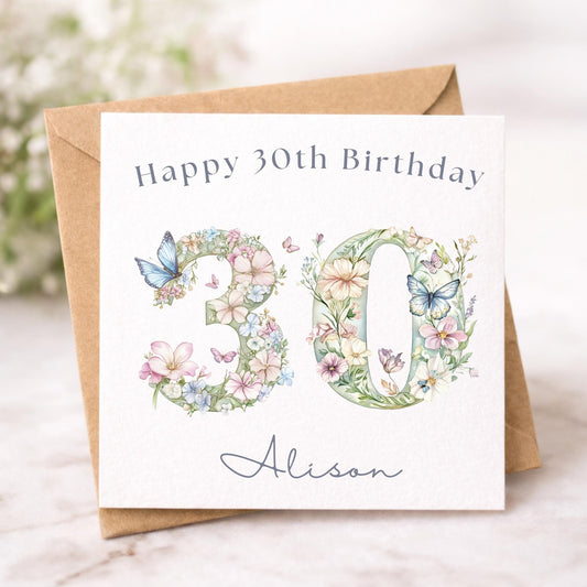 Personalised 30th Birthday Card for Her