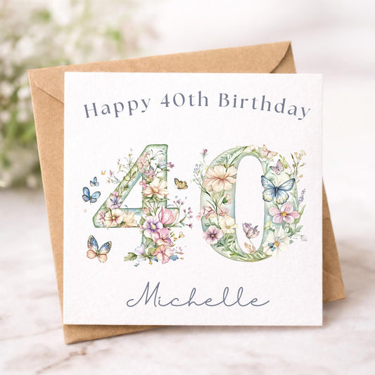 Personalised 40th Birthday Card for Her