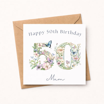 Personalised 50th Birthday Card for Her