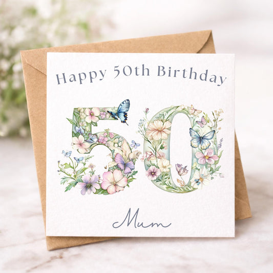Personalised 50th Birthday Card for Her