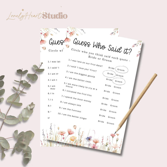 Guess Who Said It Wedding Game: Funny Couples Quiz