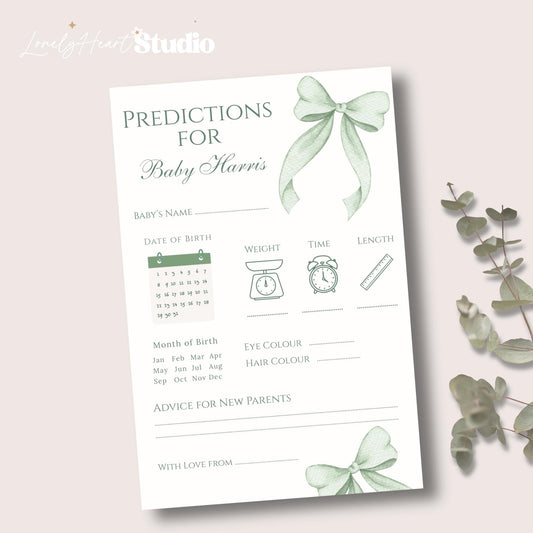 Personalised Baby Shower Prediction game