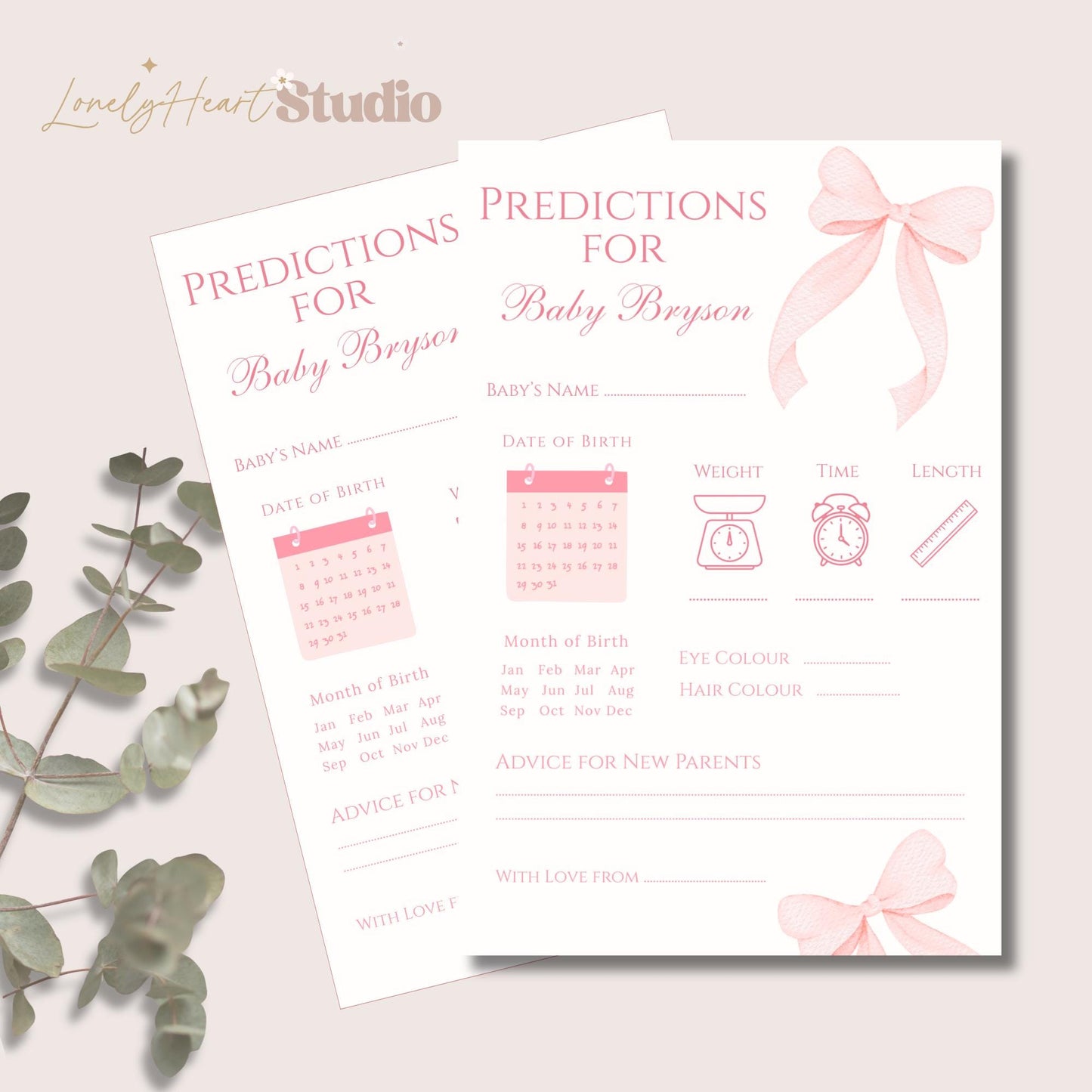 Personalised Baby Shower Prediction game