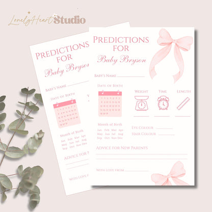 Personalised Baby Shower Prediction game