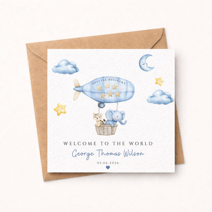 Personalised Watercolour New Baby Boy