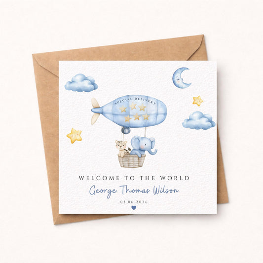 Personalised Watercolour New Baby Boy