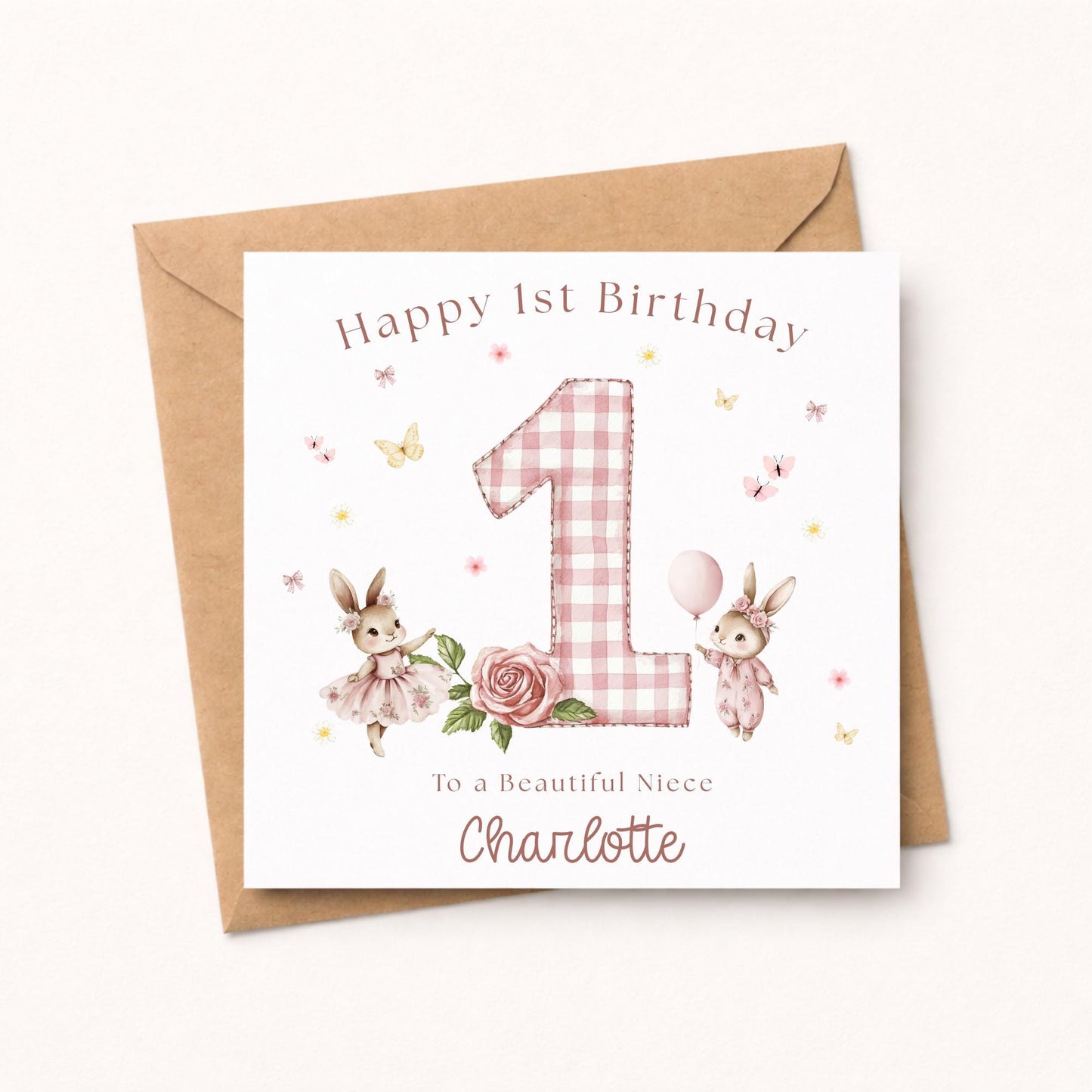 Personalisesd 1st Birthday card for her
