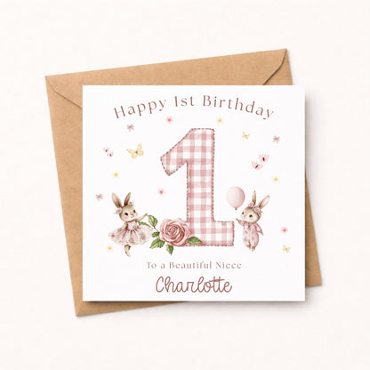 Personalisesd 1st Birthday card for her