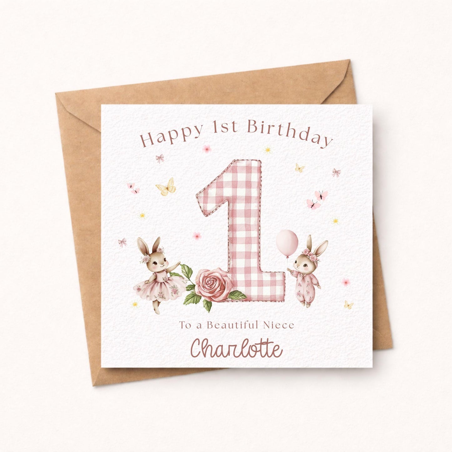 Personalisesd 1st Birthday card for her
