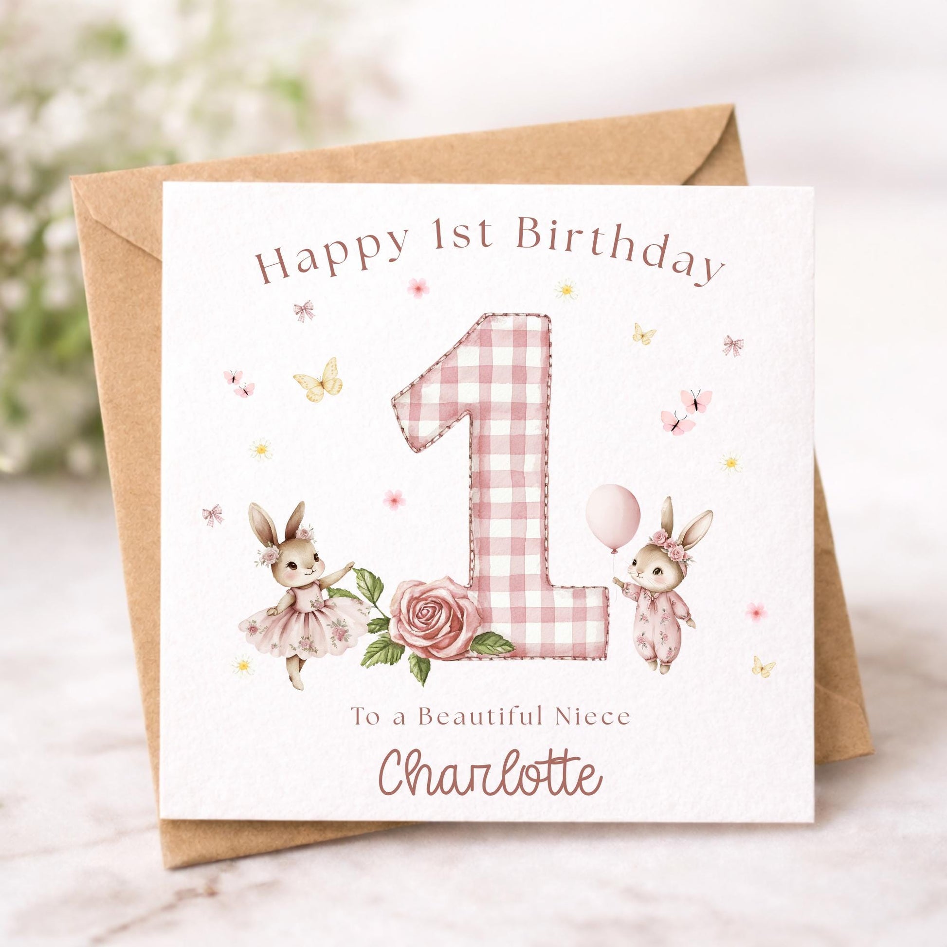 Personalisesd 1st Birthday card for her