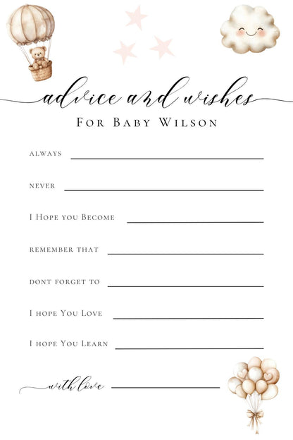Personalised Baby Advice & Wishes Cards