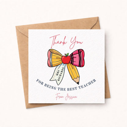 Personalised Teacher Thank You Card