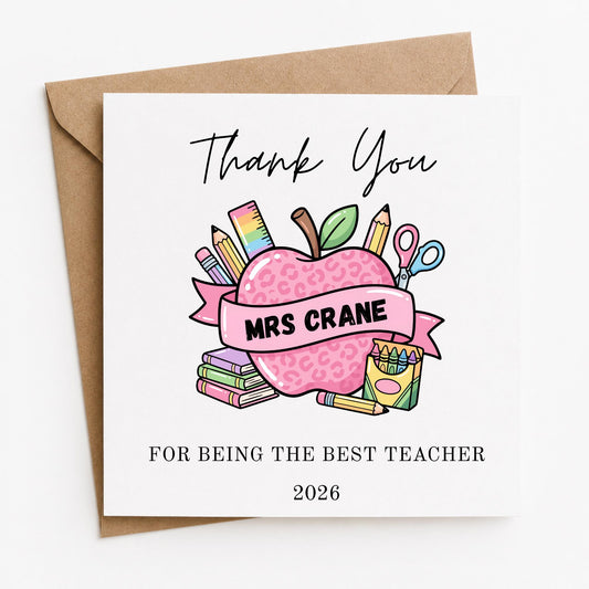 Personalised Teacher Thank You Card