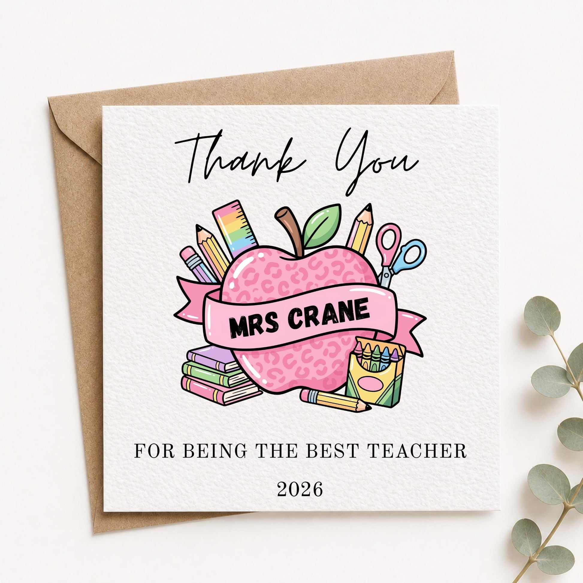 Personalised Teacher Thank You Card