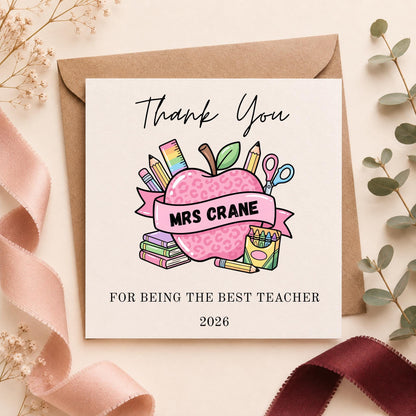 Personalised Teacher Thank You Card