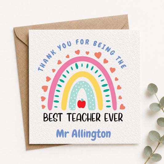 Rainbow Teacher Thank You Card