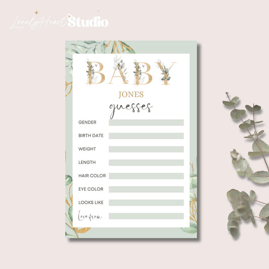 Baby Shower Prediction cards game