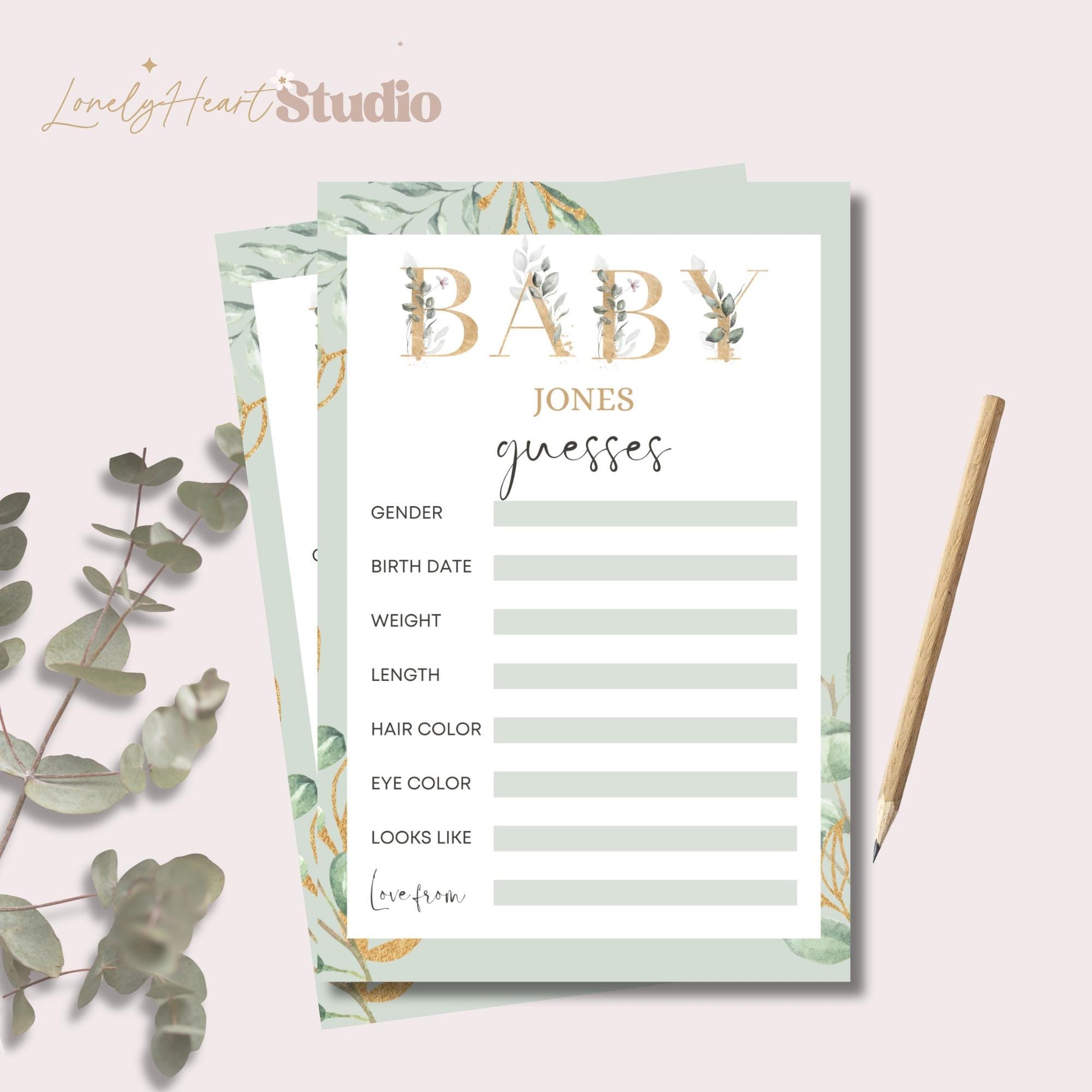 Baby Shower Prediction cards game