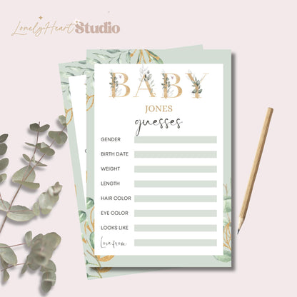 Baby Shower Prediction cards game