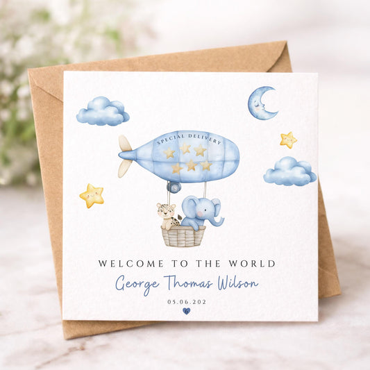 Personalised Watercolour New Baby Boy