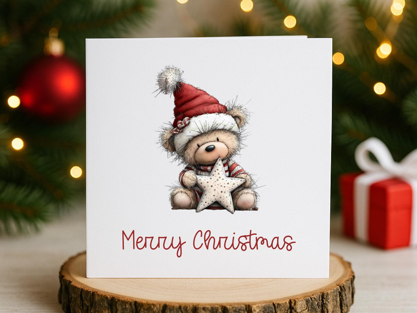 Cute Teddy Bear Christmas Cards Set of 6