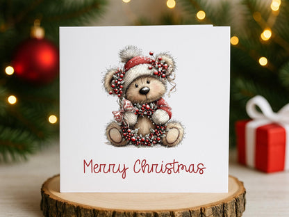 Cute Teddy Bear Christmas Cards Set of 6