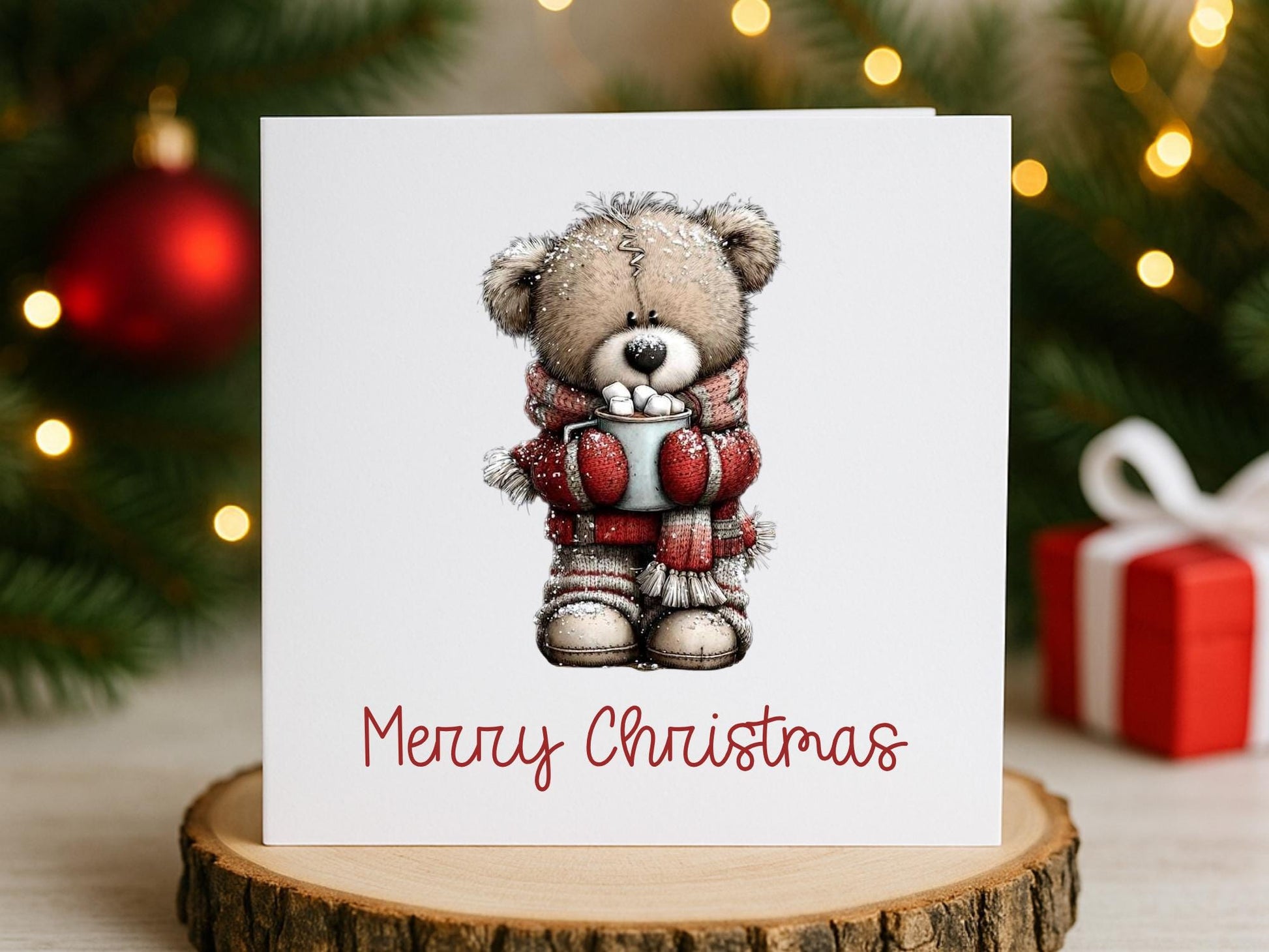 Cute Teddy Bear Christmas Cards Set of 6