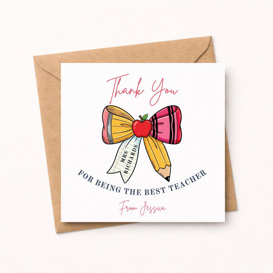 Personalised Teacher Thank You Card
