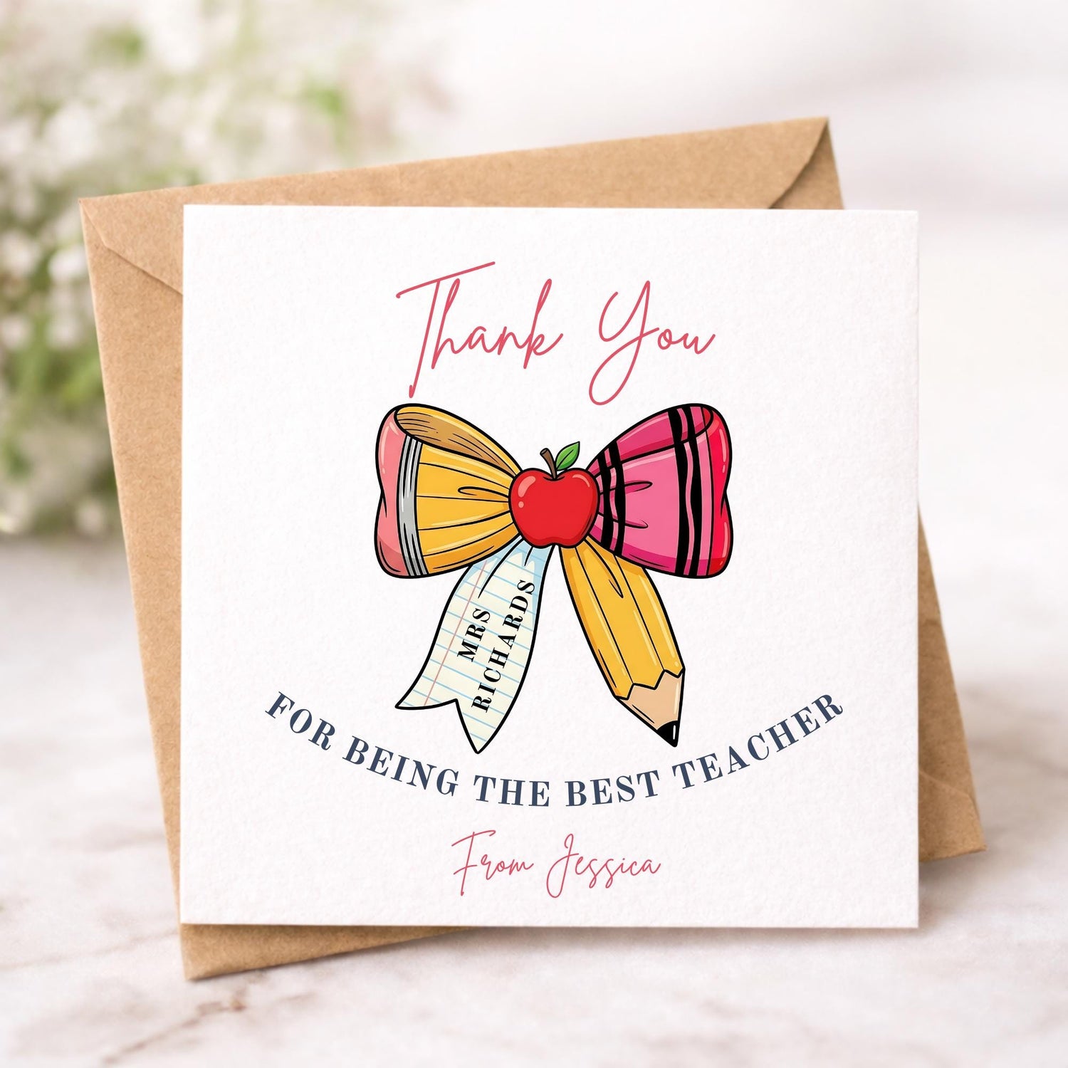 Personalised Teacher Thank You Card