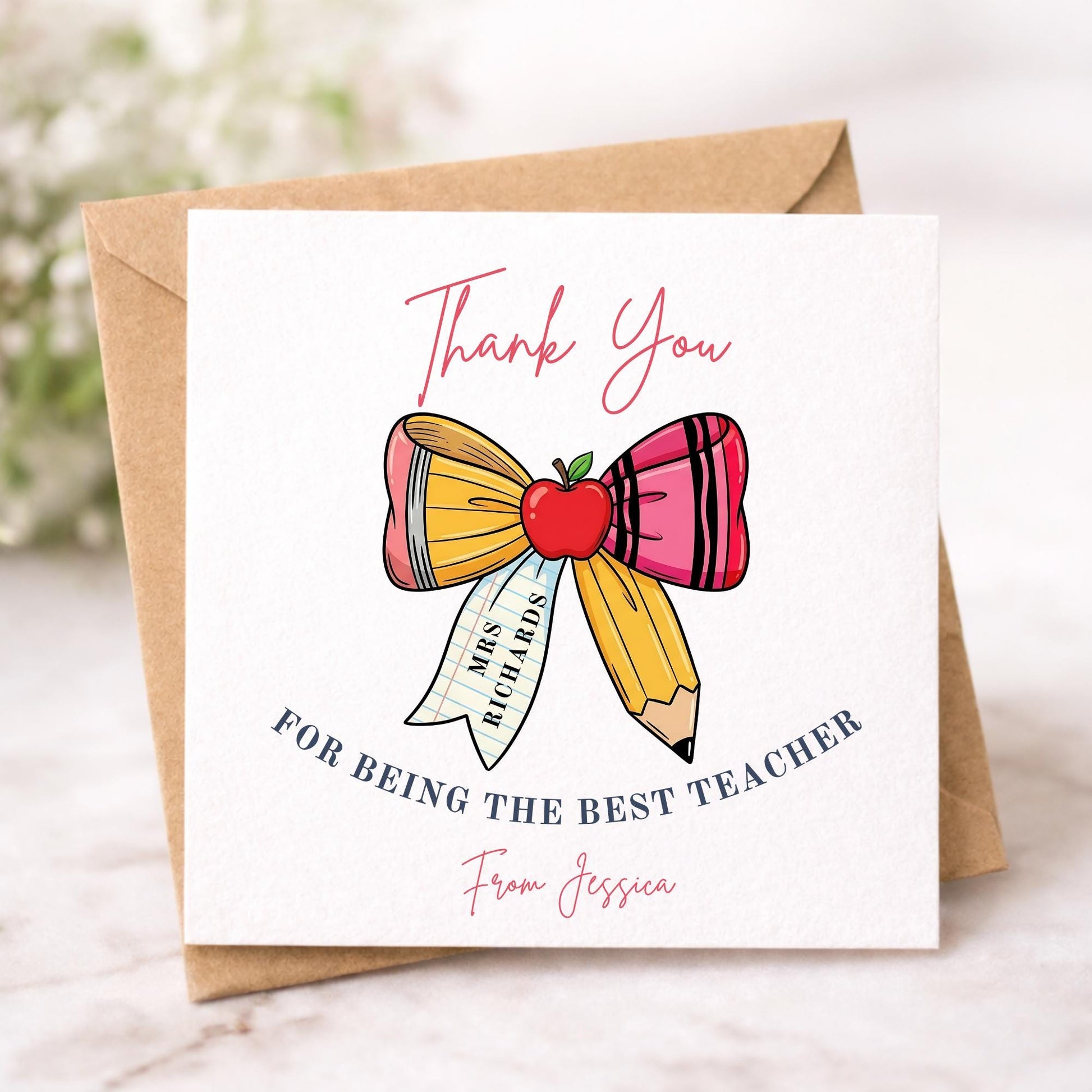 Personalised Teacher Thank You Card